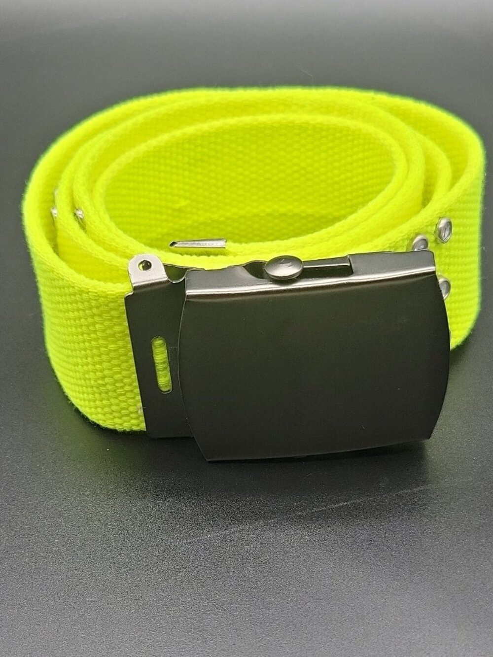 Yellow Webbed Belt Adjustable Solid Studded Goth Emo  Buckle One Size
